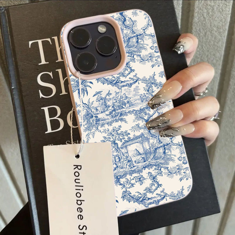 Moda azul branco porcelana cas - Phone Cases Blue avaliação e preço