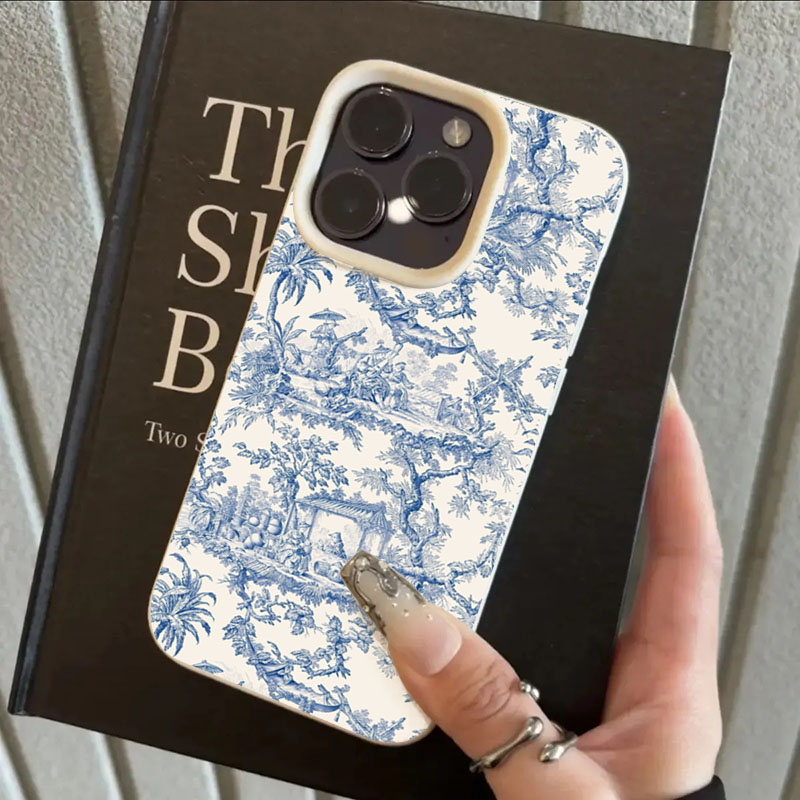 Moda azul branco porcelana cas - Phone Cases Blue avaliação e preço