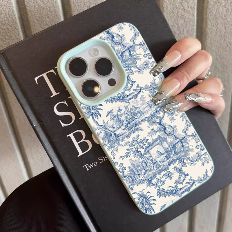 Moda azul branco porcelana cas - Phone Cases Blue avaliação e preço