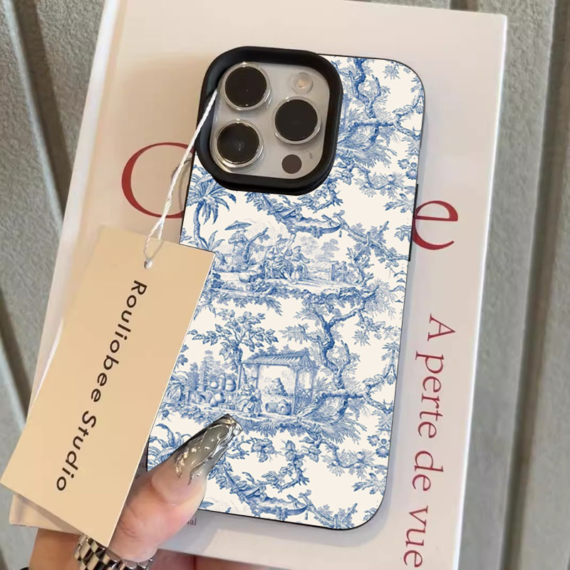 Moda azul branco porcelana cas - Phone Cases Blue avaliação e preço